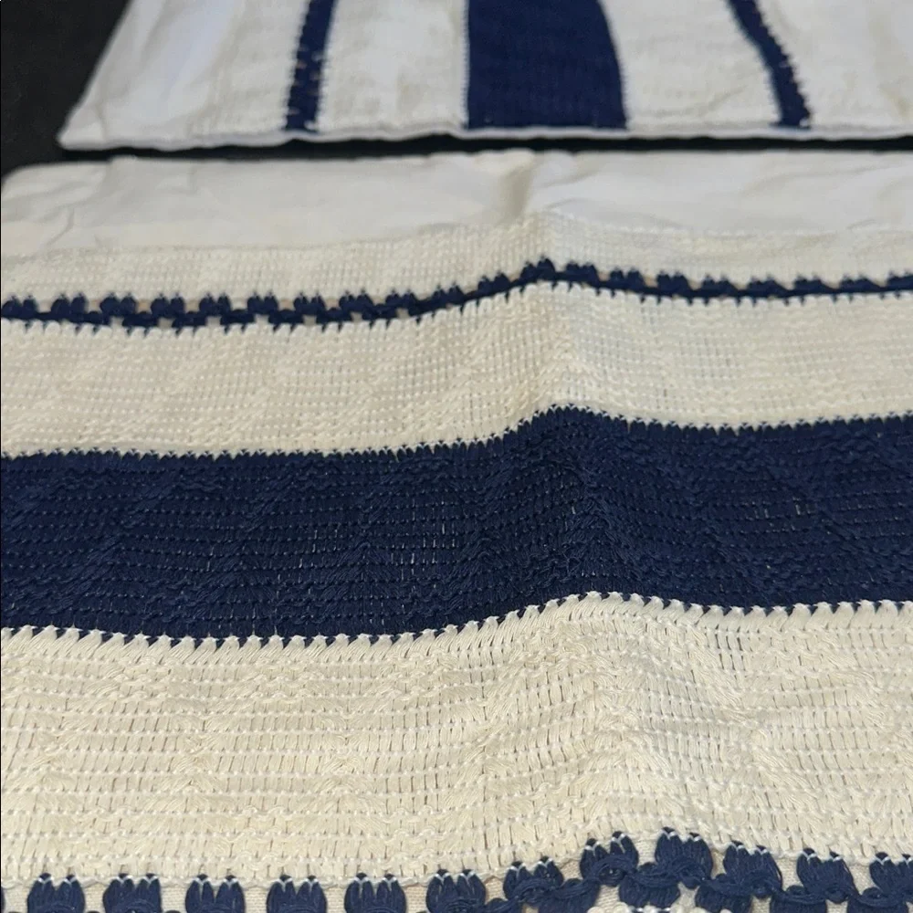 Boho Blue and Cream Zipper pillow covers